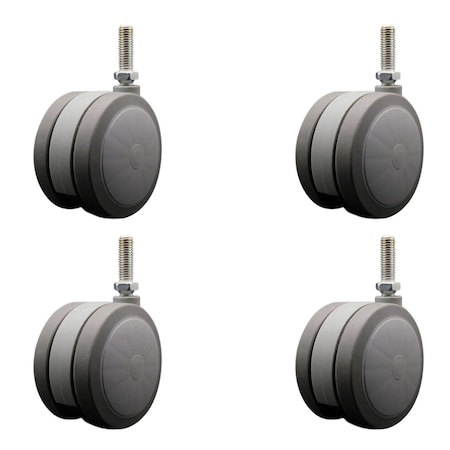Service Caster 4'' Gray Heavy Duty Floor Safe Twin Wheel Caster 1/2'' Threaded Stem , 4PK SCC-TS02S100-TPR-GRY-121315-4